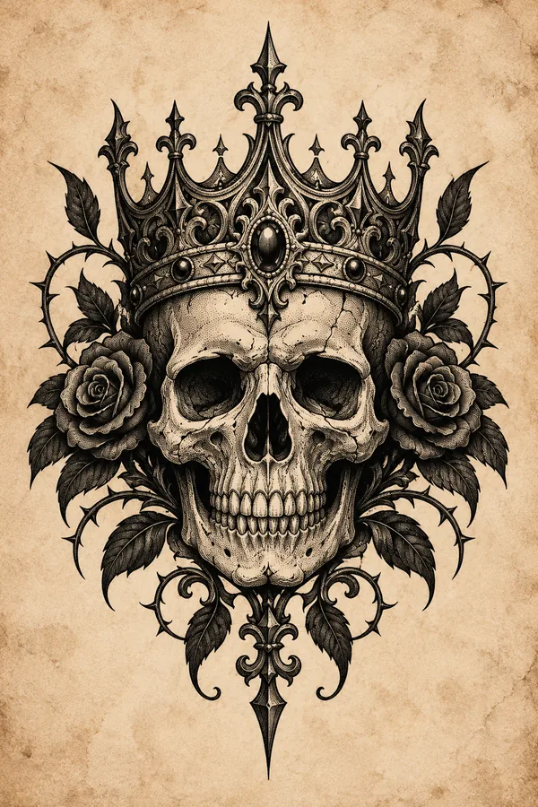 Crowned skull flash design